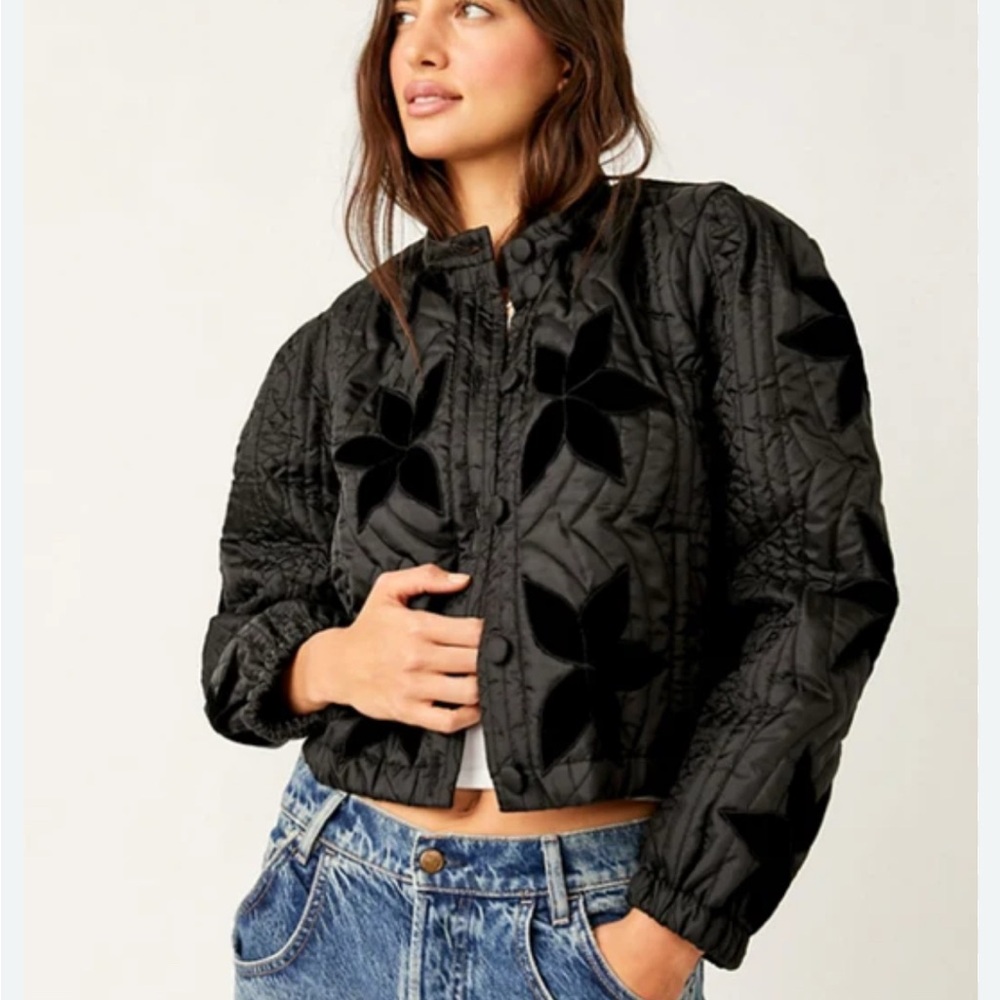Free People Black Quilted Jacket